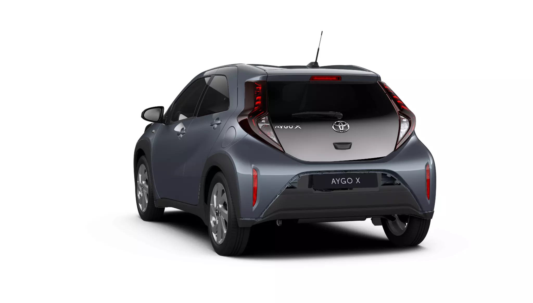 visión trasera del Toyota Aygo x Cross Play color gris 2025