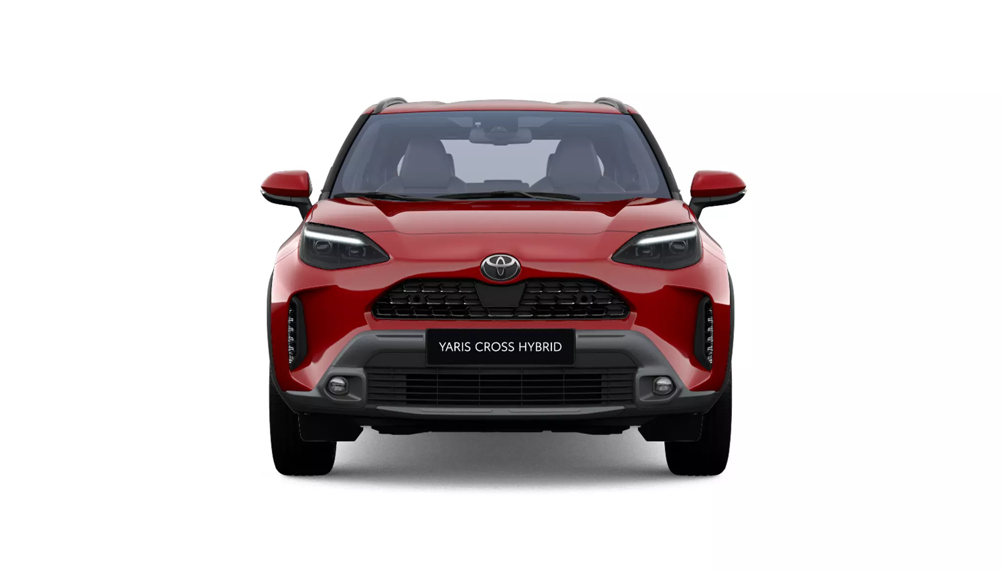 Vista frontal del Toyota Aygo X Cross Like rojo